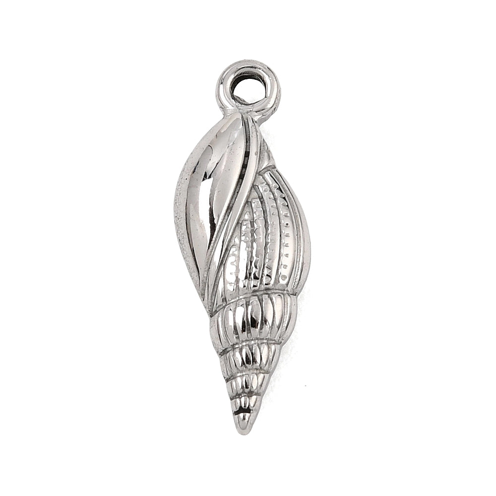 Bedel Schelp Kinkhoorn RVS Zilver 23.5mm - per stuk-Kralen-Kraaltjes van Renate