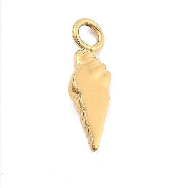 Bedel Schelp Premium RVS Goud 17mm - per stuk-Bedels-Kraaltjes van Renate