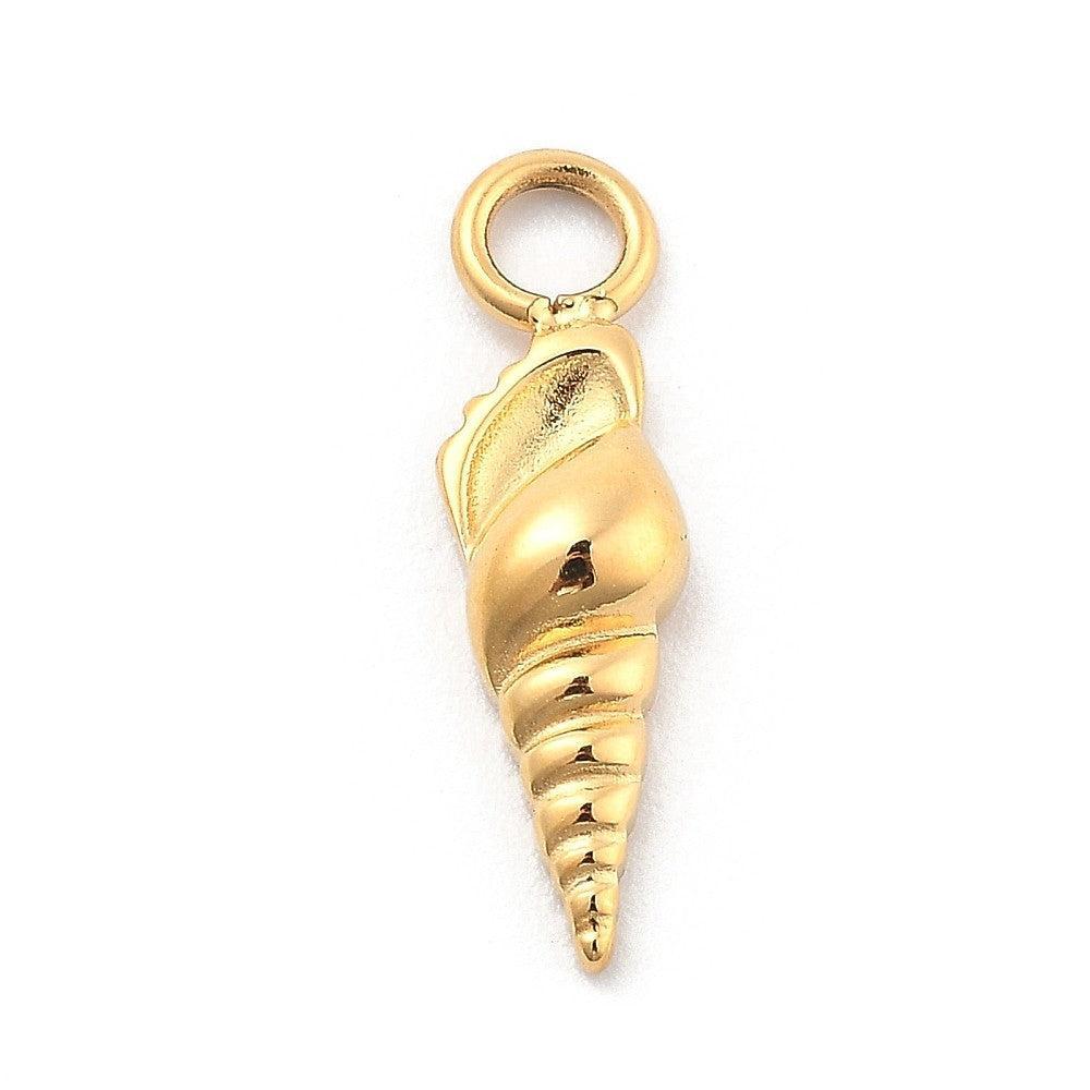 Bedel Schelp Premium RVS Goud 17mm - per stuk-Bedels-Kraaltjes van Renate