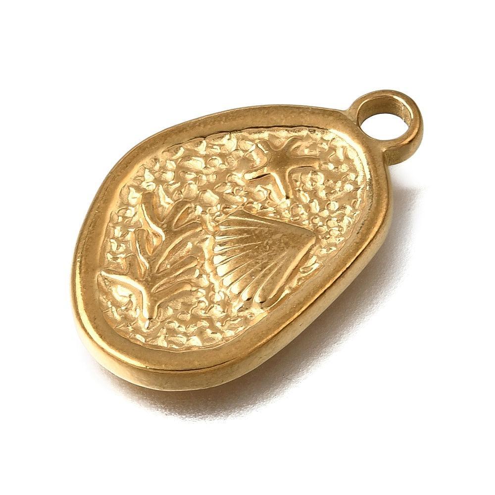 Bedel Schelp Premium RVS Goud 26mm - per stuk-Bedels-Kraaltjes van Renate