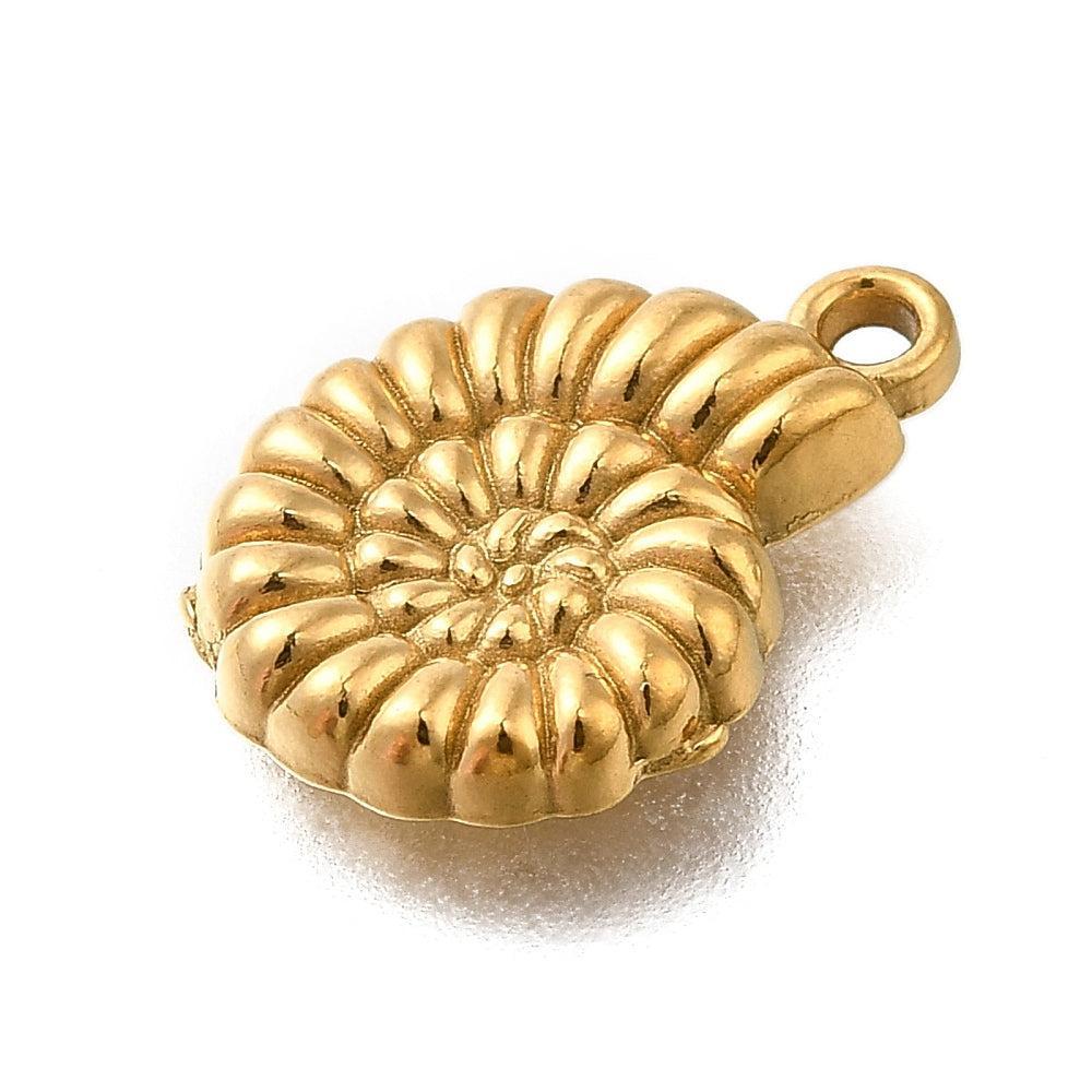 Bedel Schelp RVS Goud 13mm - per stuk-Bedels-Kraaltjes van Renate