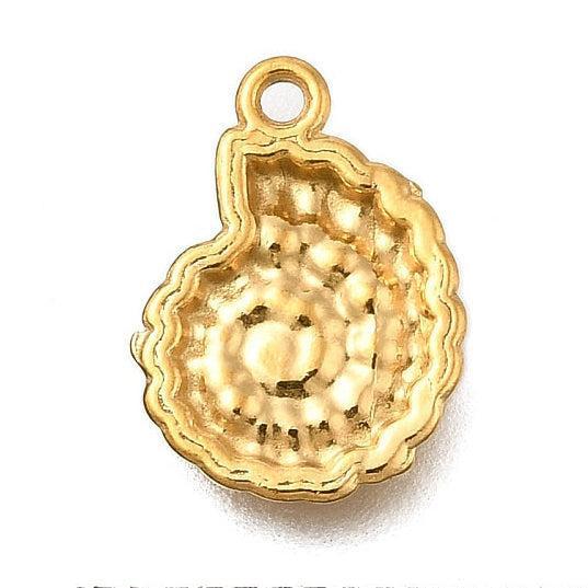 Bedel Schelp RVS Goud 13mm - per stuk-Bedels-Kraaltjes van Renate