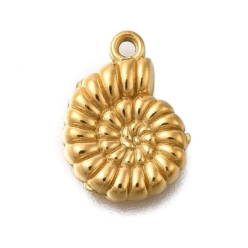 Bedel Schelp RVS Goud 13mm - per stuk-Bedels-Kraaltjes van Renate