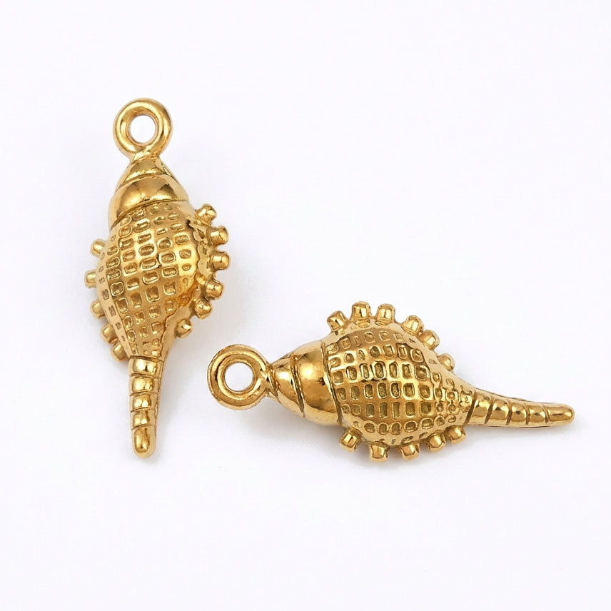 Bedel Schelp RVS Goud 20mm - per stuk-Bedels-Kraaltjes van Renate