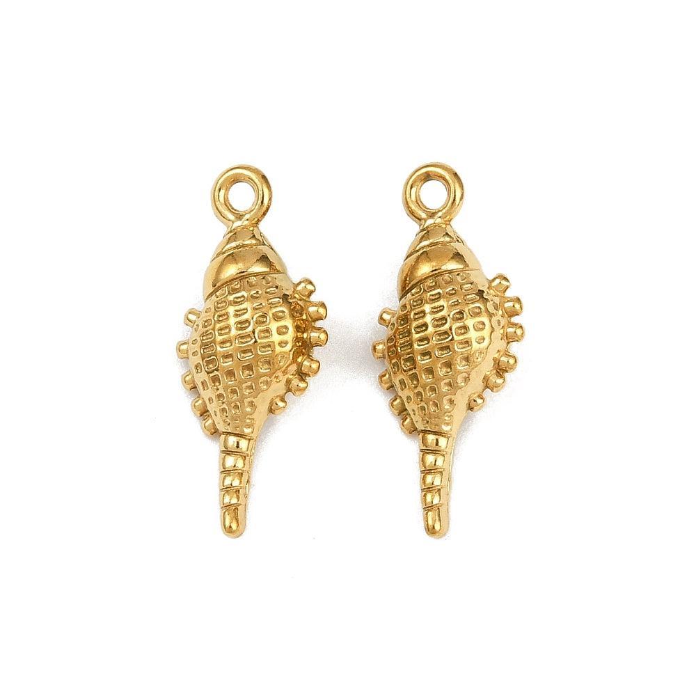 Bedel Schelp RVS Goud 20mm - per stuk-Bedels-Kraaltjes van Renate