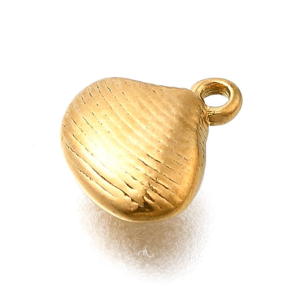 Bedel Schelp RVS Goud 9mm - per stuk-Bedels-Kraaltjes van Renate