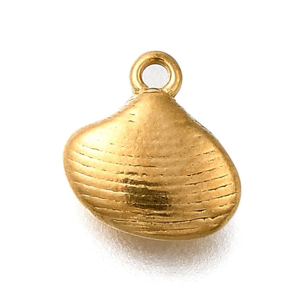 Bedel Schelp RVS Goud 9mm - per stuk-Bedels-Kraaltjes van Renate