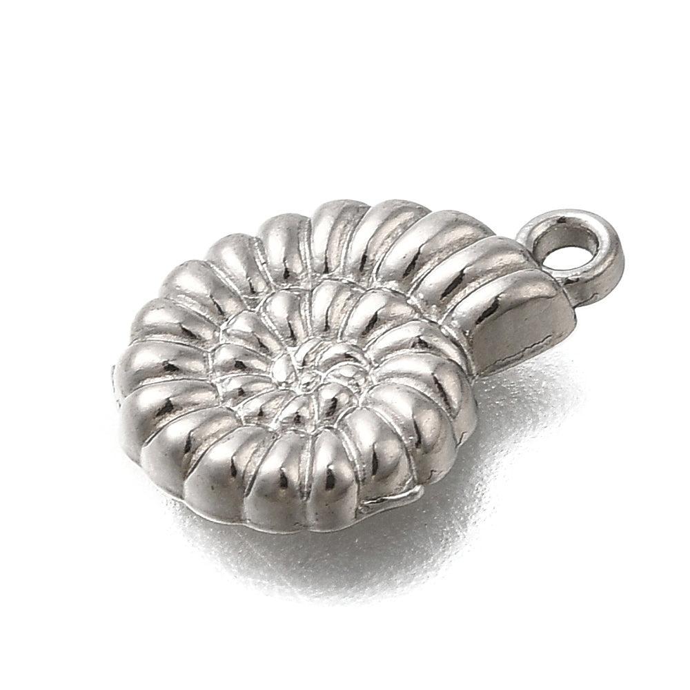 Bedel Schelp RVS Zilver 13mm - per stuk-Bedels-Kraaltjes van Renate