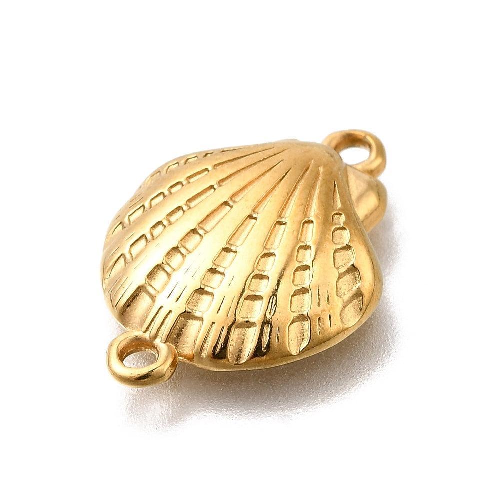 Bedel Schelp Rvs 20,5x15mm Goud-bedels-Kraaltjes van Renate