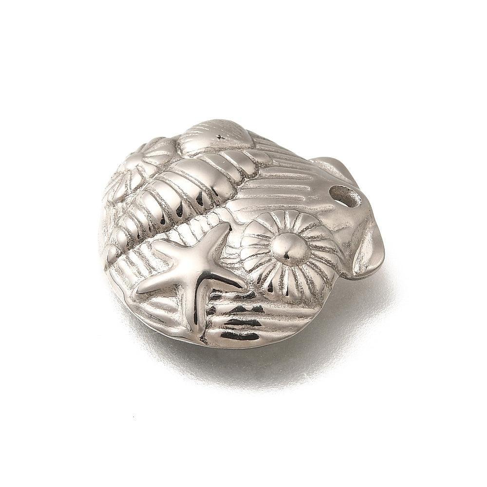 Bedel Schelp met Zeewezens Zilver 19x20mm- Per Stuk-bedels-Kraaltjes van Renate