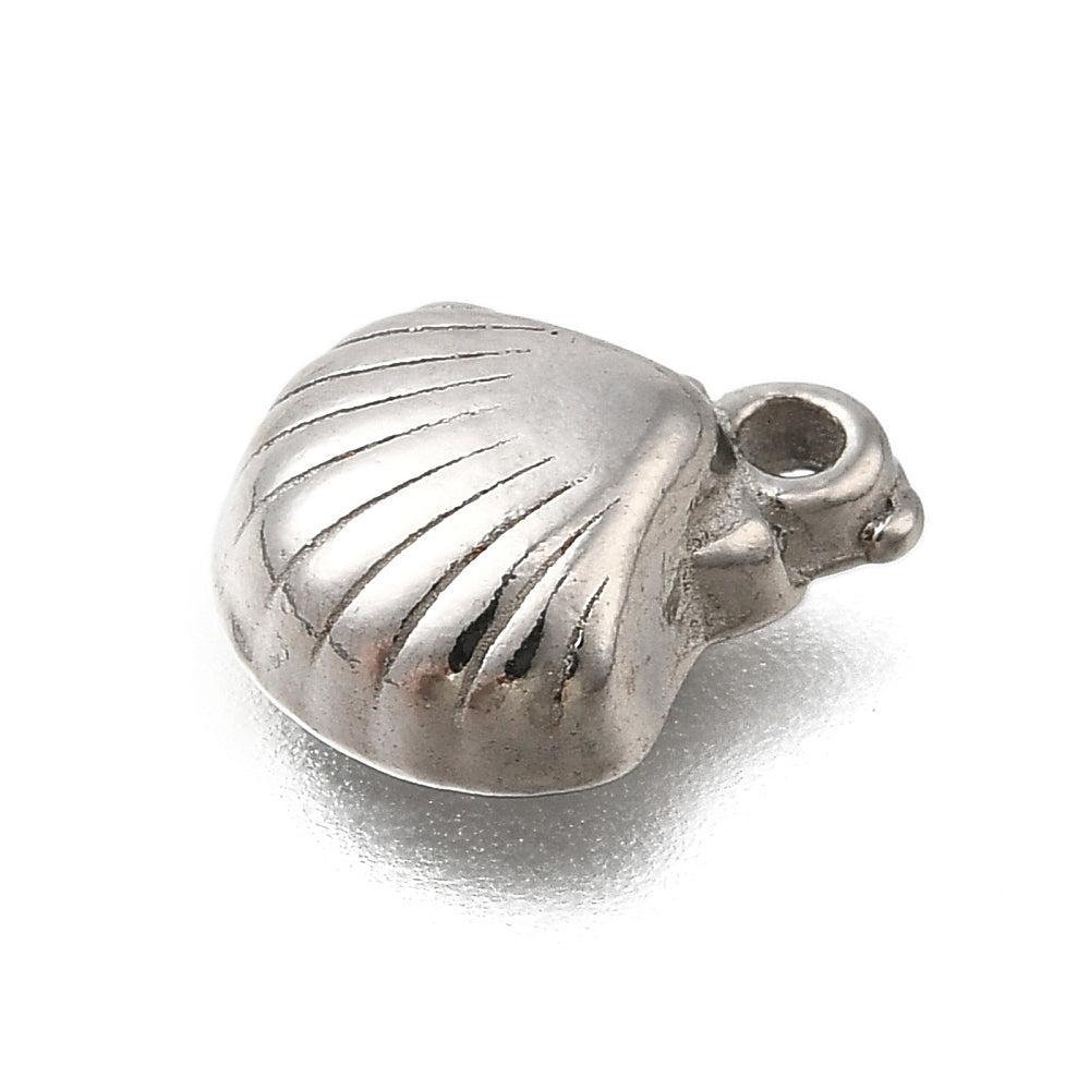 Bedel Schelp Zilver RVS 10mm - per stuk-Bedels-Kraaltjes van Renate