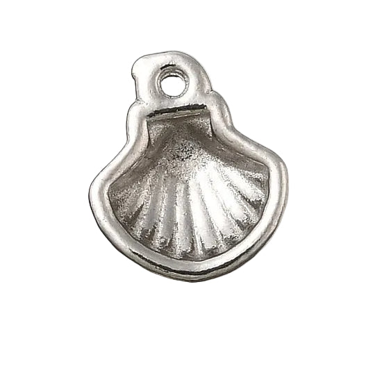 Bedel Schelp Zilver RVS 10mm - per stuk-Bedels-Kraaltjes van Renate