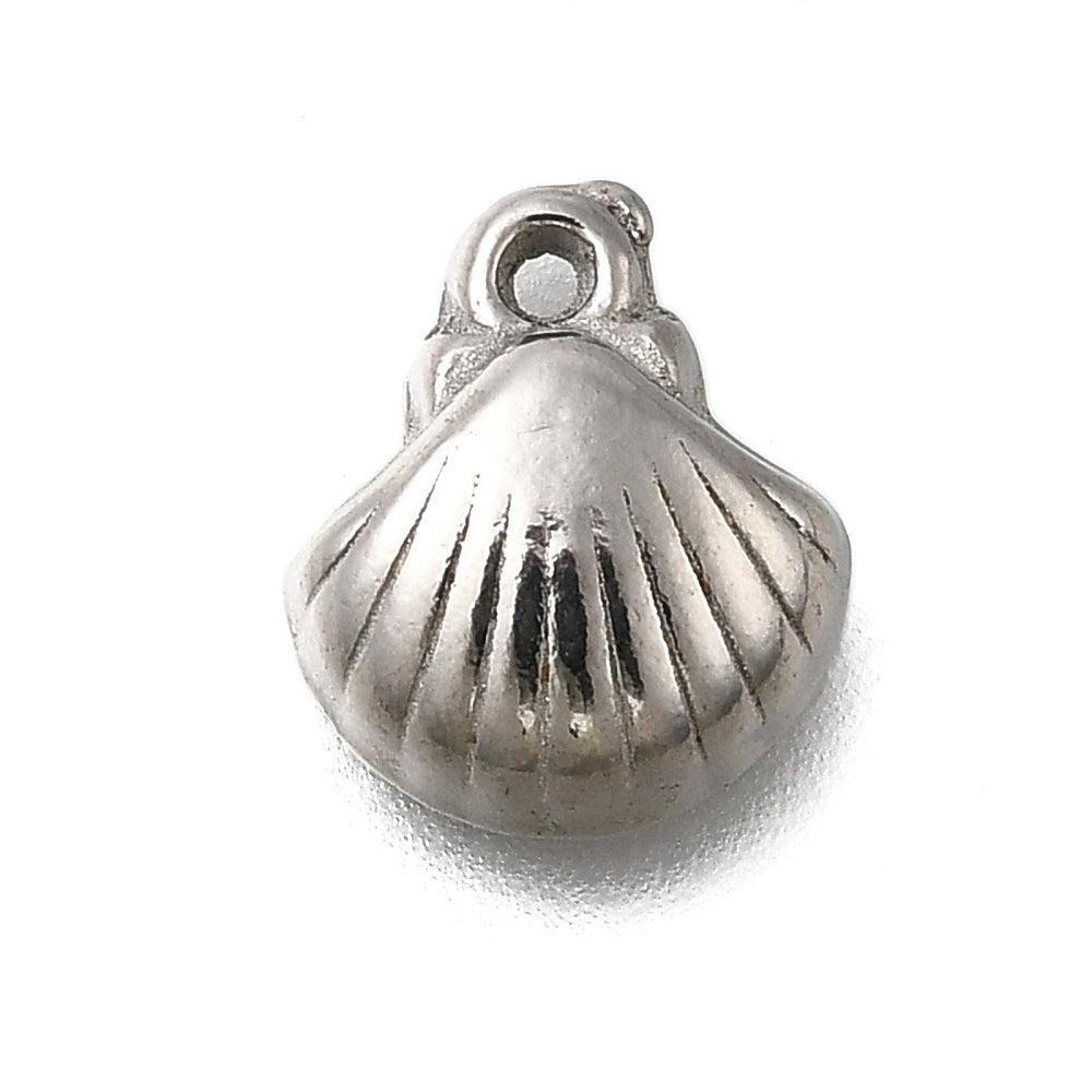 Bedel Schelp Zilver RVS 10mm - per stuk-Bedels-Kraaltjes van Renate