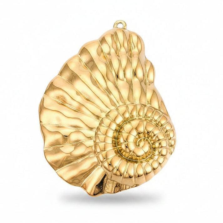 RVS Bedel Schelphoorn Goud 47mm - per stuk-Bedels-Kraaltjes van Renate