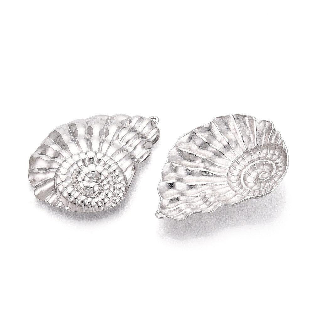 RVS Bedel Schelphoorn Zilver 47mm - per stuk-Bedels-Kraaltjes van Renate