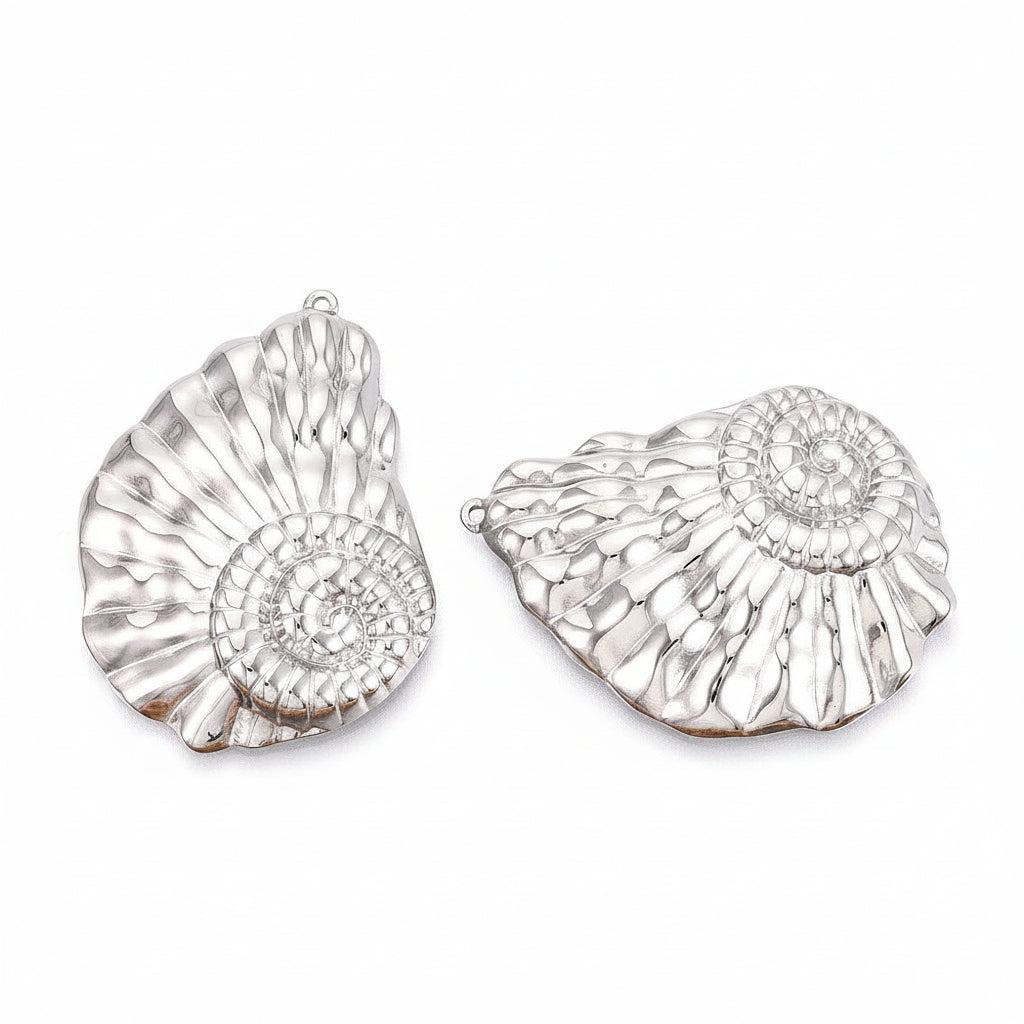 RVS Bedel Schelphoorn Zilver 47mm - per stuk-Bedels-Kraaltjes van Renate