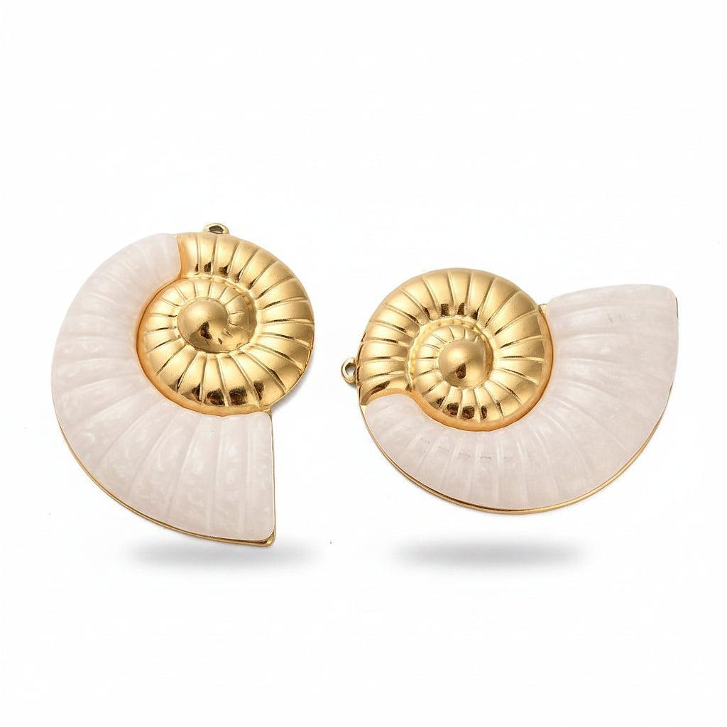 RVS Bedel Schelphoorn Goud 48mm - per stuk-Bedels-Kraaltjes van Renate