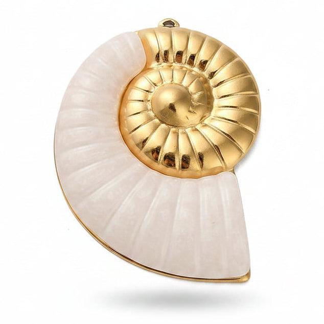 RVS Bedel Schelphoorn Goud 48mm - per stuk-Bedels-Kraaltjes van Renate