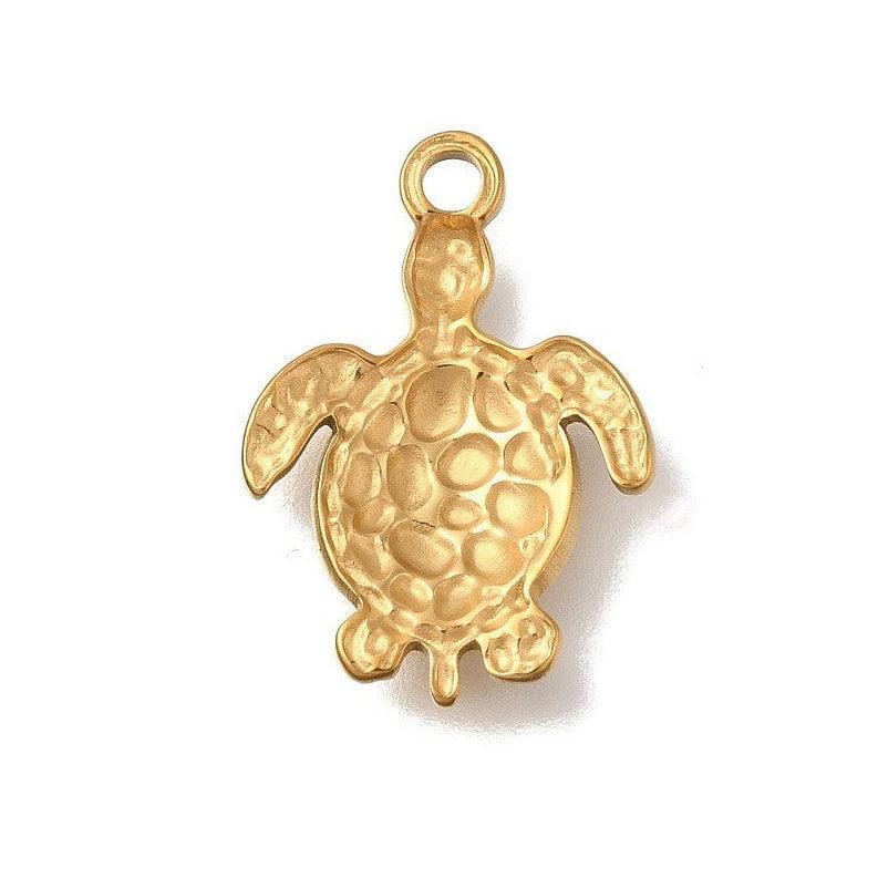 Bedel Schildpad Premium RVS Goud 23mm - per stuk-Bedels-Kraaltjes van Renate
