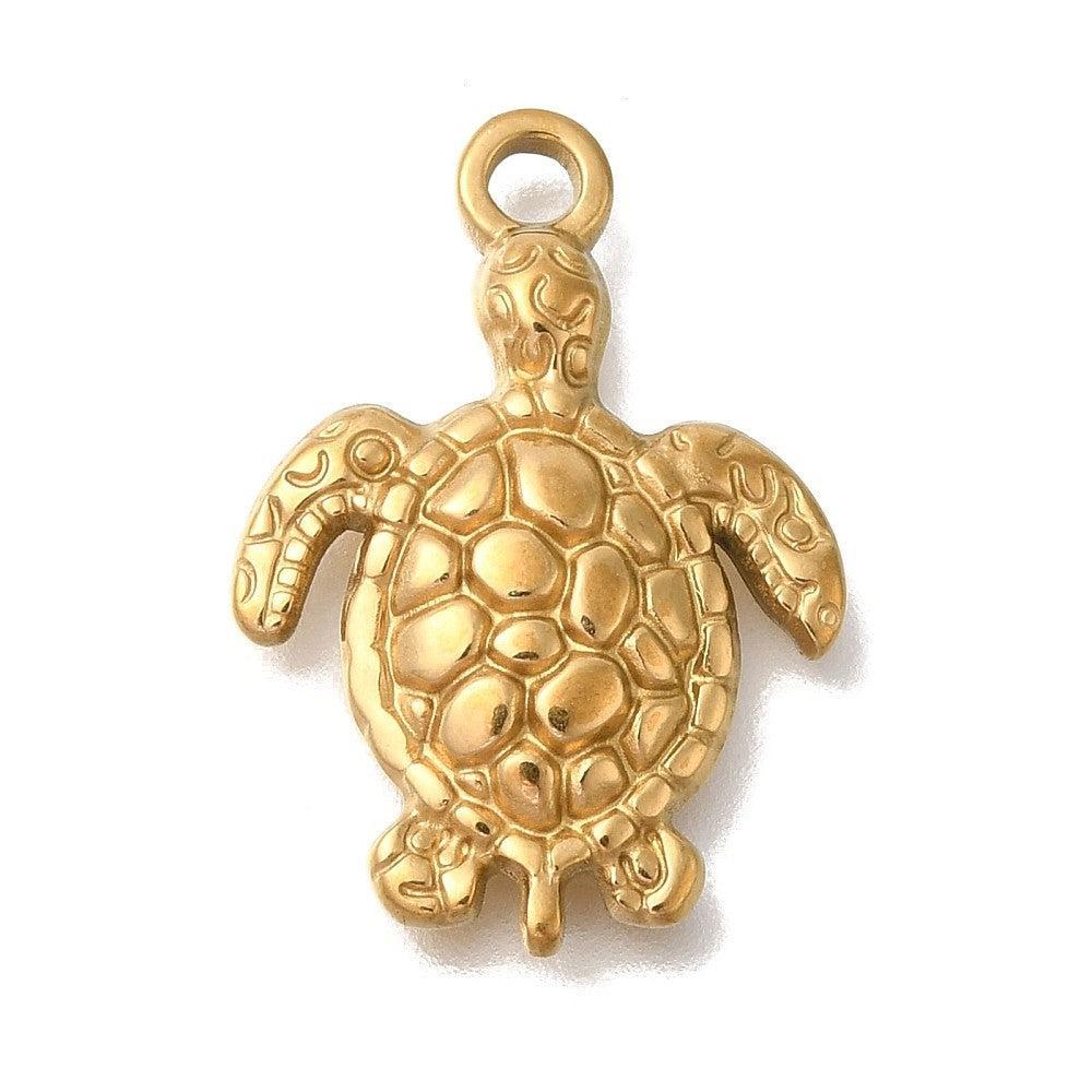Bedel Schildpad Premium RVS Goud 23mm - per stuk-Bedels-Kraaltjes van Renate