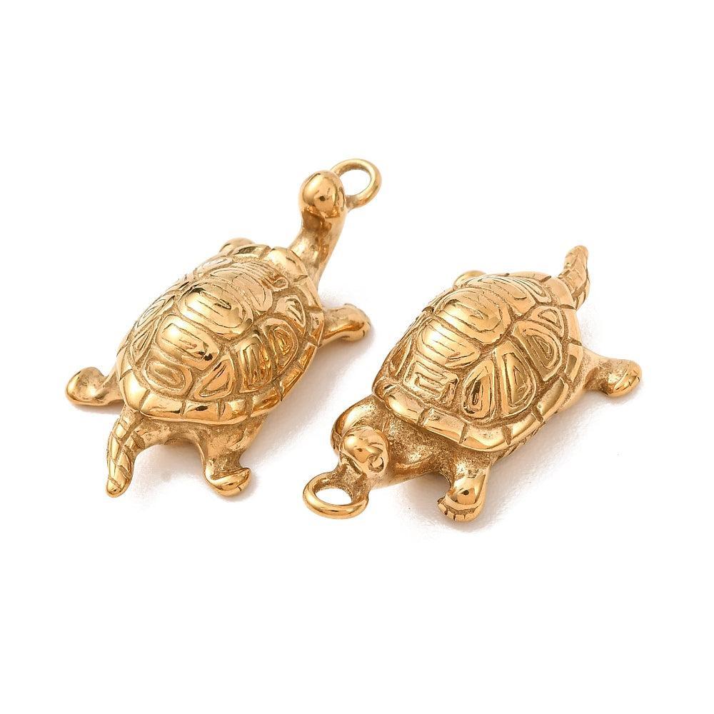 Bedel Schildpad Premium RVS Goud 40mm - per stuk-Bedels-Kraaltjes van Renate