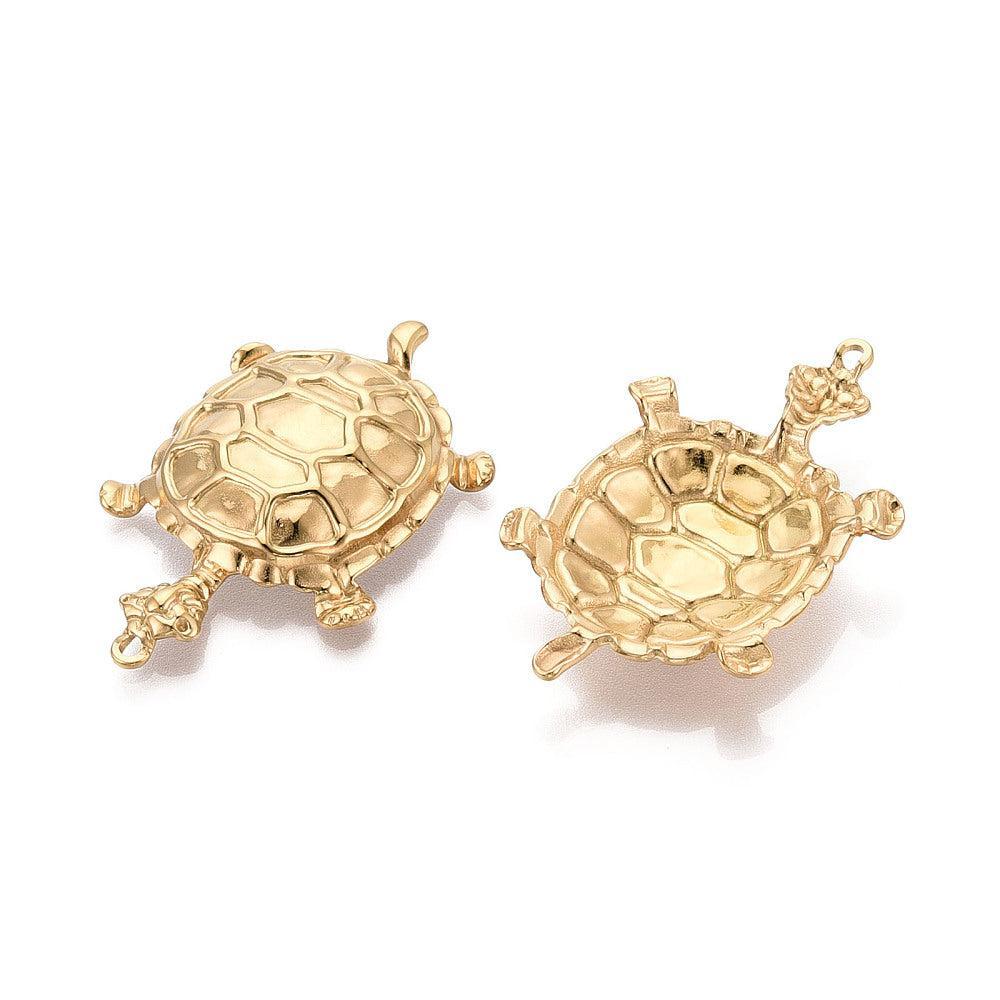 Bedel Schildpad Premium RVS Goud 47mm - per stuk-Bedels-Kraaltjes van Renate