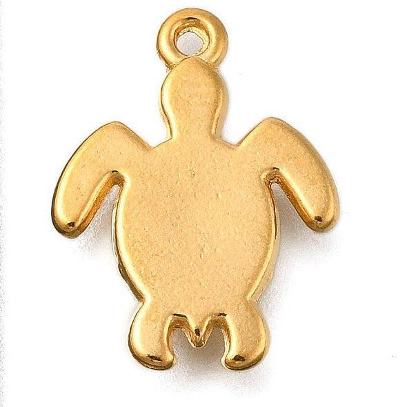 Bedel Schildpad RVS Goud 20mm - per stuk-Bedels-Kraaltjes van Renate