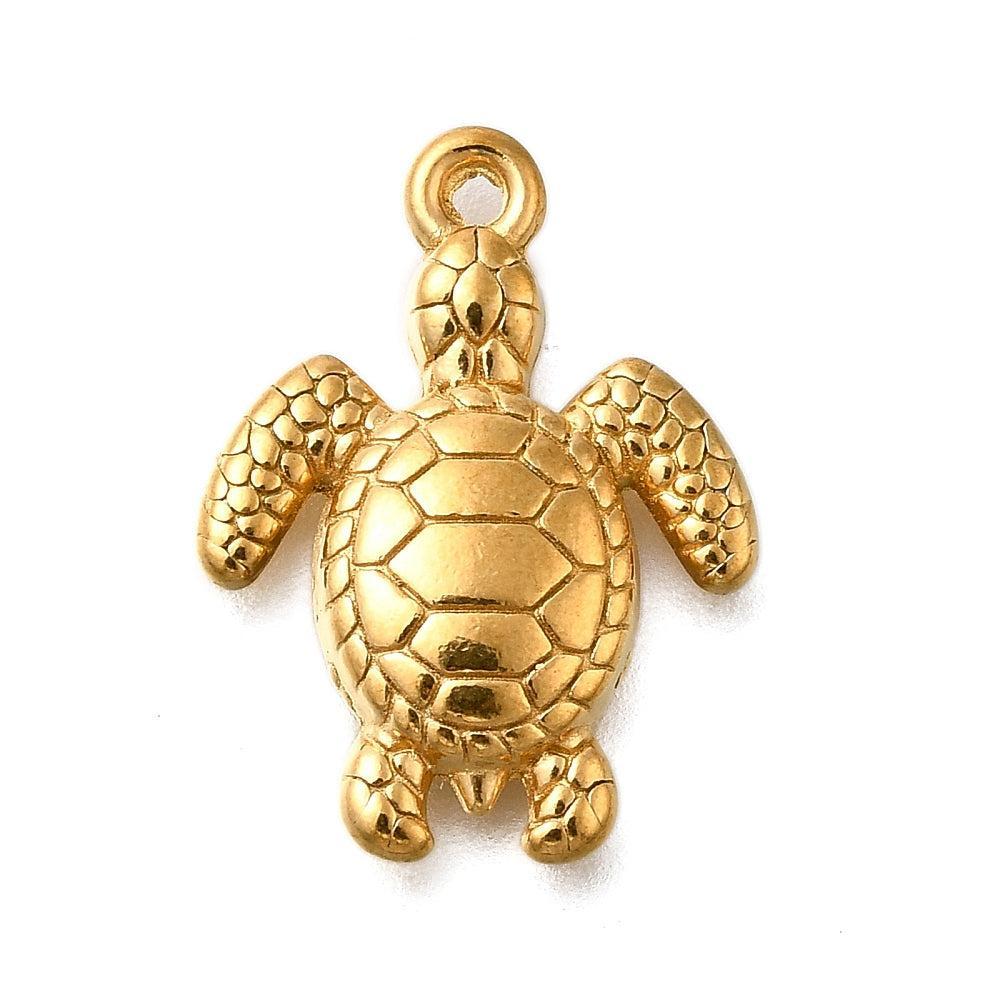 Bedel Schildpad RVS Goud 20mm - per stuk-Bedels-Kraaltjes van Renate