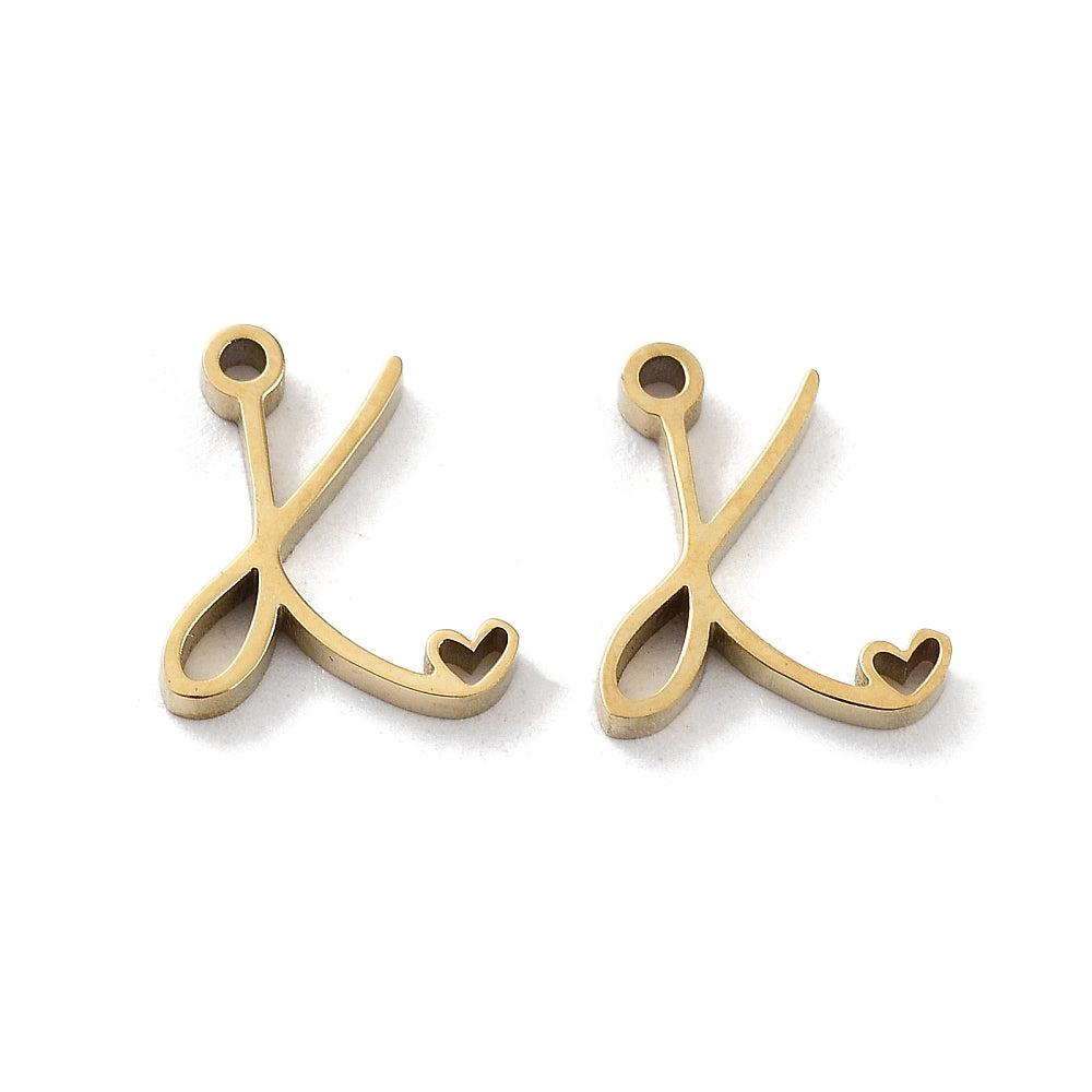 Bedel sierlijk alfabet A-Z goud RVS 14K 11x7mm-bedels-Kraaltjes van Renate