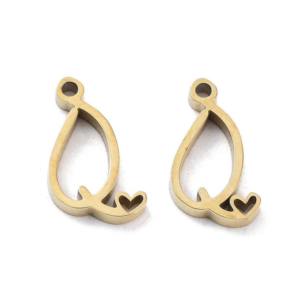 Bedel sierlijk alfabet A-Z goud RVS 14K 11x7mm-bedels-Kraaltjes van Renate