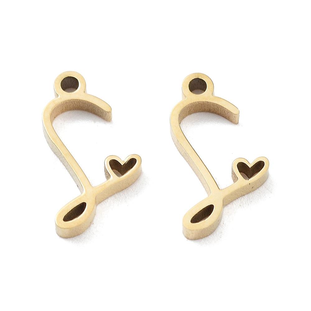 Bedel sierlijk alfabet A-Z goud RVS 14K 11x7mm-bedels-Kraaltjes van Renate