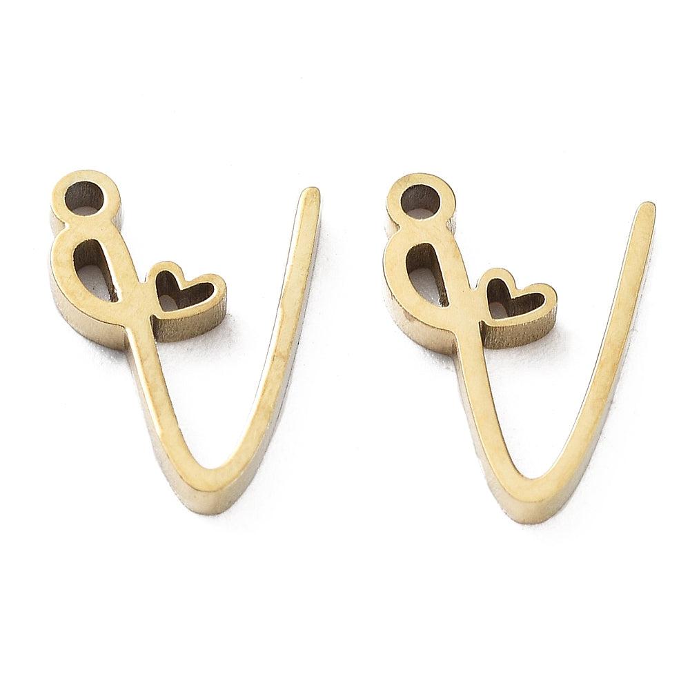Bedel sierlijk alfabet A-Z goud RVS 14K 11x7mm-bedels-Kraaltjes van Renate