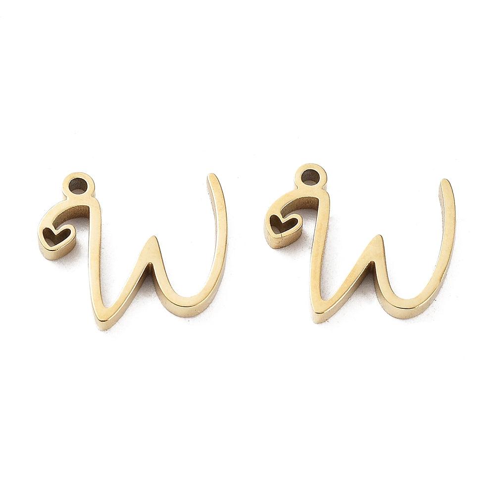 Bedel sierlijk alfabet A-Z goud RVS 14K 11x7mm-bedels-Kraaltjes van Renate