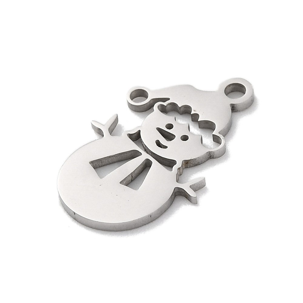 Bedel Sneeuwpop RVS zilver 17x11mm - per stuk-bedels-Kraaltjes van Renate
