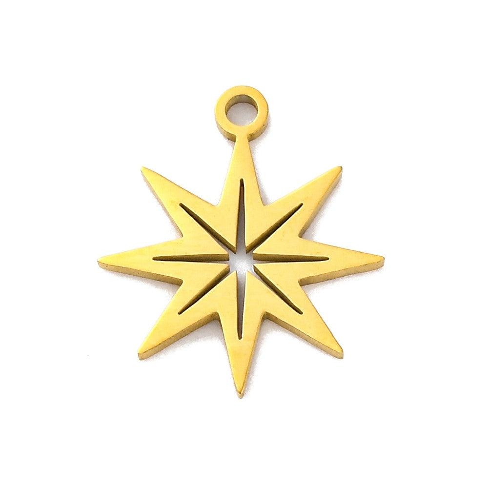 Bedel Sneewvlok RVS goud 16x13mm - per stuk-bedels-Kraaltjes van Renate