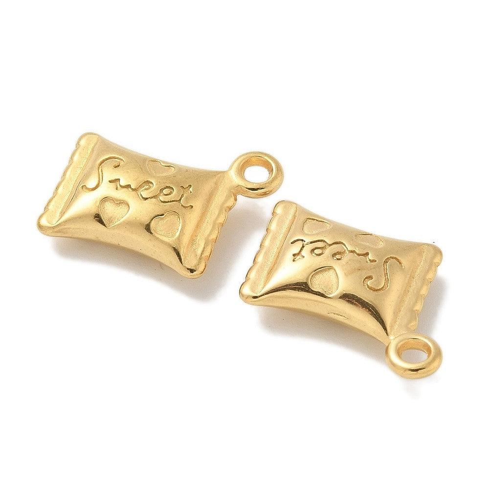 Bedel Snoepje RVS 18K Gold Plated 20x16mm - per stuk-bedels-Kraaltjes van Renate