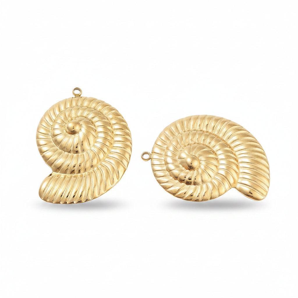 RVS Bedel Spiraal Schelp Goud 36mm - per stuk-Bedels-Kraaltjes van Renate