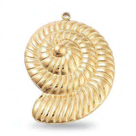 RVS Bedel Spiraal Schelp Goud 36mm - per stuk-Bedels-Kraaltjes van Renate