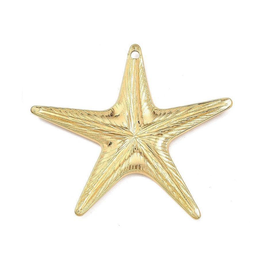 Bedel Ster Premium RVS Goud 50mm - per stuk-Bedels-Kraaltjes van Renate
