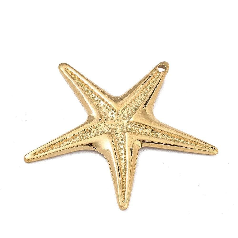 Bedel Ster Premium RVS Goud 50mm - per stuk-Bedels-Kraaltjes van Renate