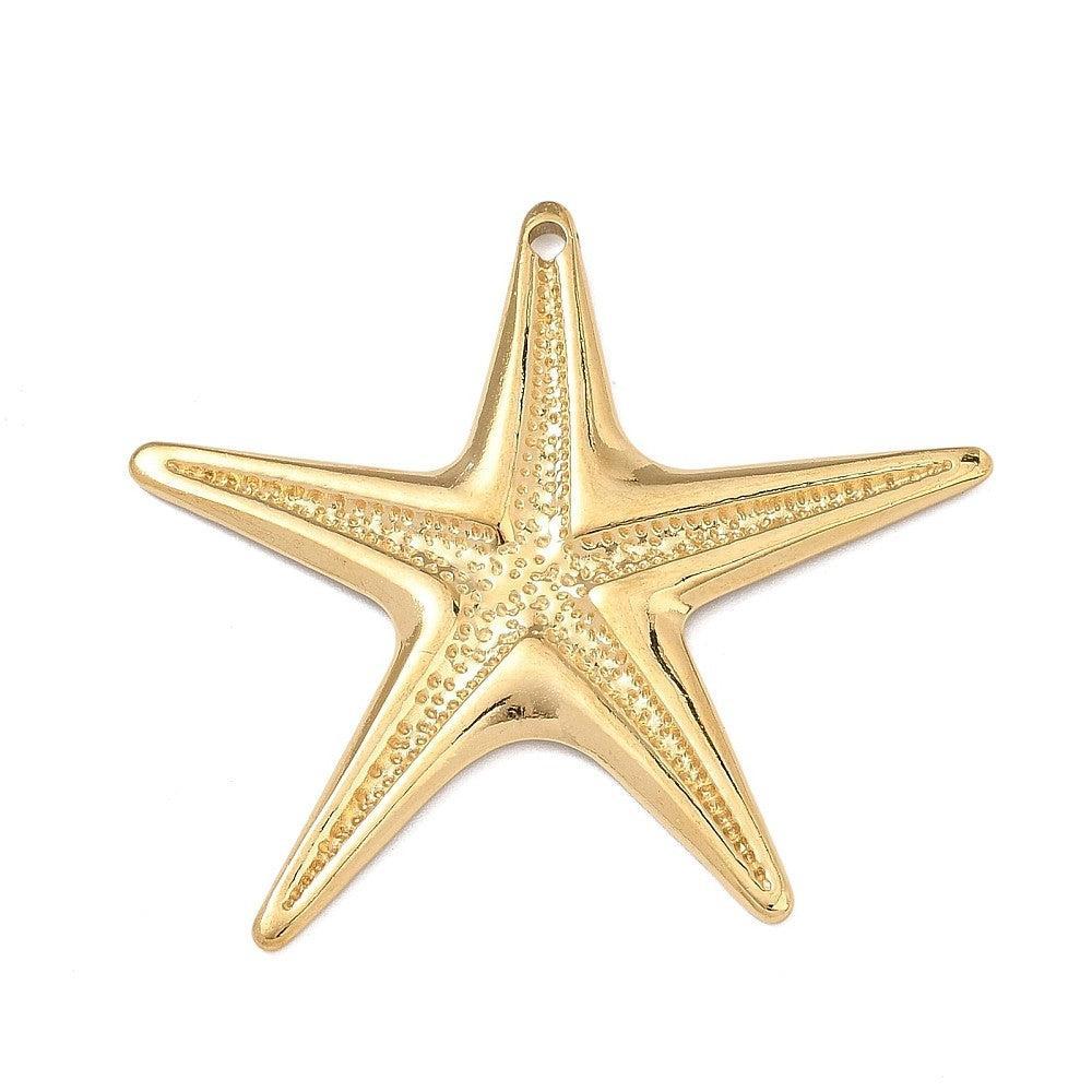 Bedel Ster Premium RVS Goud 50mm - per stuk-Bedels-Kraaltjes van Renate