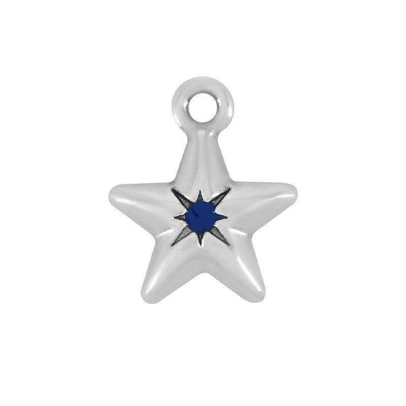 Bedel Ster emaille blauw Zilver DQ 11mm-bedels-Kraaltjes van Renate