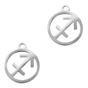 Bedel Sterrenbeeld boogschutter Stainless steel Zilver (RVS) 13x11mm-bedels-Kraaltjes van Renate