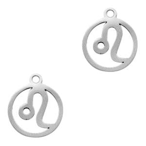 Bedel Sterrenbeeld leeuw Stainless steel Zilver (RVS) 13x11mm-bedels-Kraaltjes van Renate