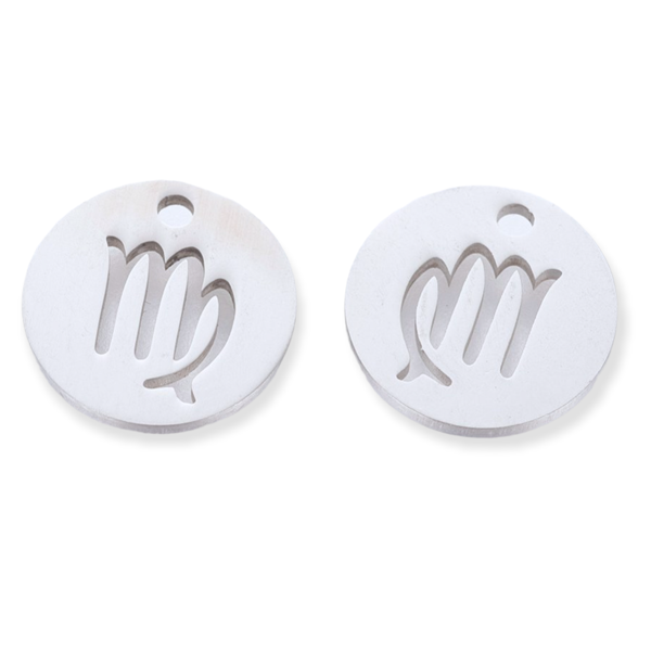 Bedel Sterrenbeeld maagd Stainless steel Zilver (RVS) 12mm-bedels-Kraaltjes van Renate