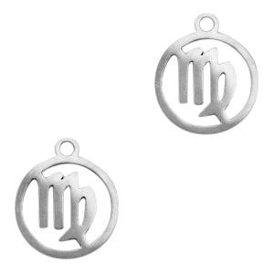 Bedel Sterrenbeeld maagd Stainless steel Zilver (RVS) 13x11mm-bedels-Kraaltjes van Renate