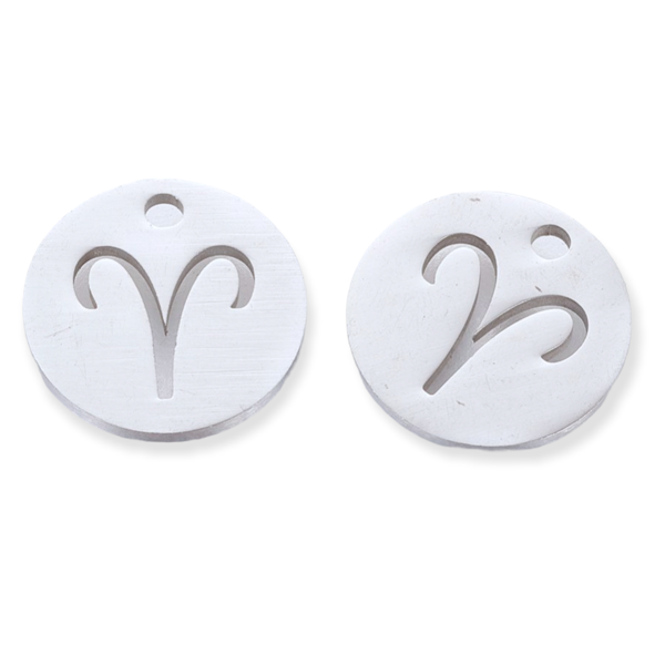 Bedel Sterrenbeeld ram Stainless steel Zilver (RVS) 12mm-bedels-Kraaltjes van Renate