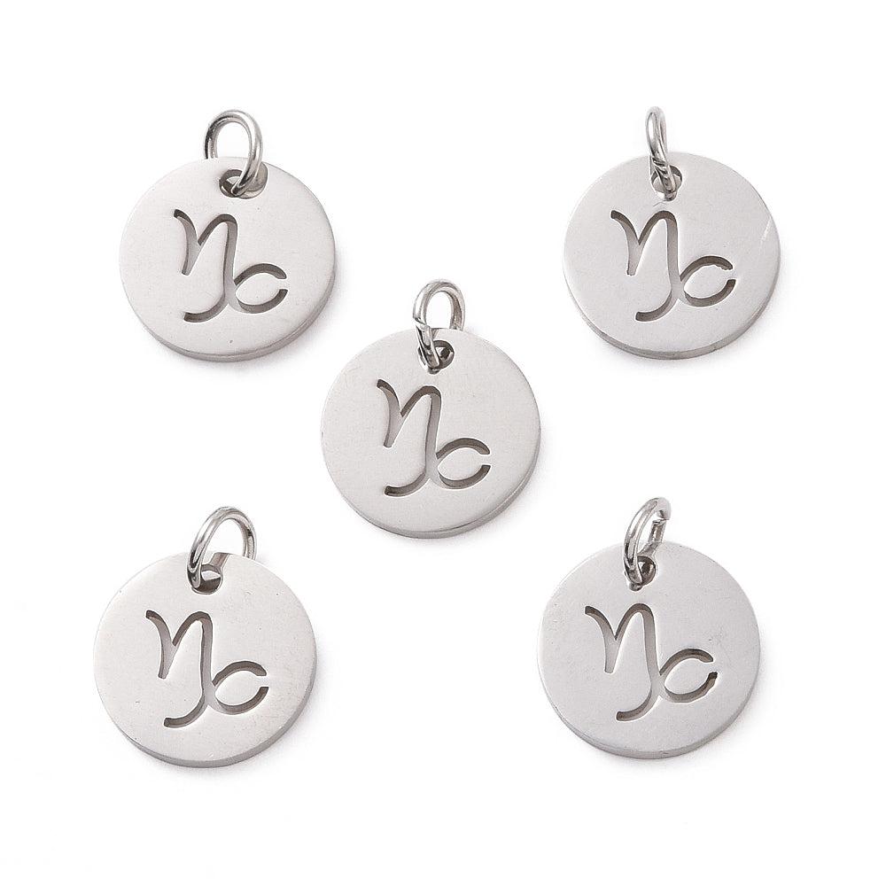 Bedel Sterrenbeeld steenbok Stainless steel RVS zilver 12mm - per stuk-bedels-Kraaltjes van Renate
