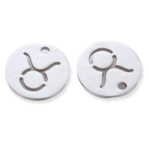 Bedel Sterrenbeeld stier Stainless steel Zilver (RVS) 12mm-bedels-Kraaltjes van Renate