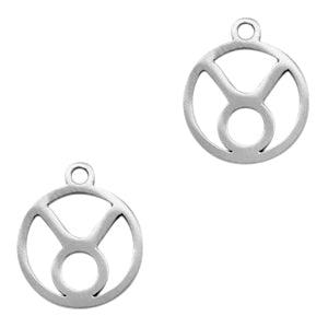 Bedel Sterrenbeeld stier Stainless steel Zilver (RVS) 13x11mm-bedels-Kraaltjes van Renate